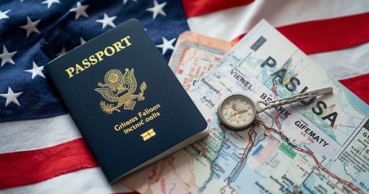 USA visa assistance with passport and flight tickets