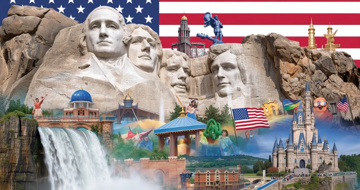United States travel landmarks collage