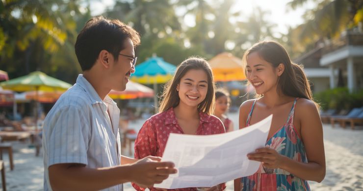 Philippines travel planning visa flight hotel honeymoon family island vacation no text