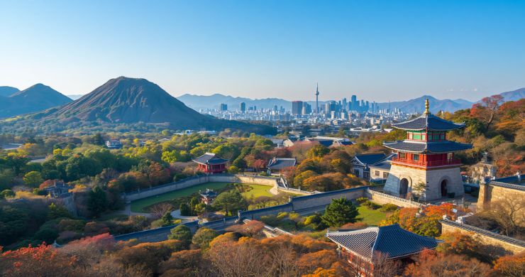 South Korea tourism landmarks Seoul skyline Gyeongbokgung Palace Jeju Island