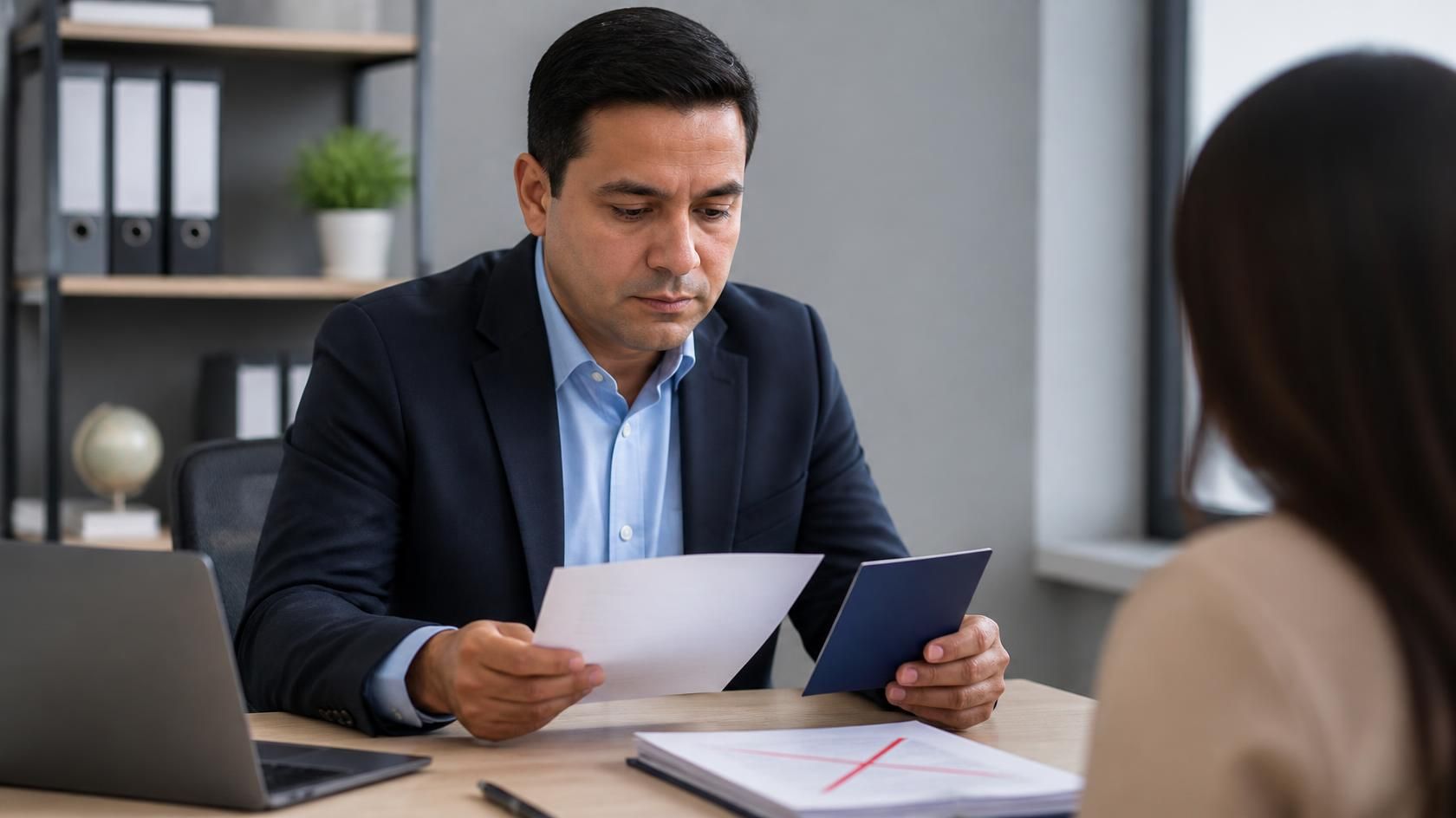 UK Travel consultant reviewing UK visa documents