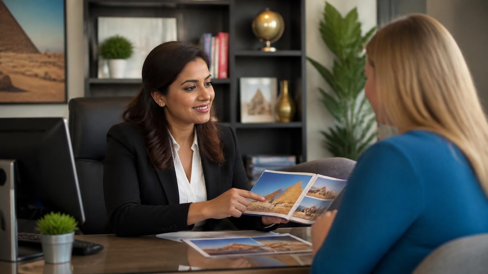 Travel consultant answering questions about Egypt tour planning
