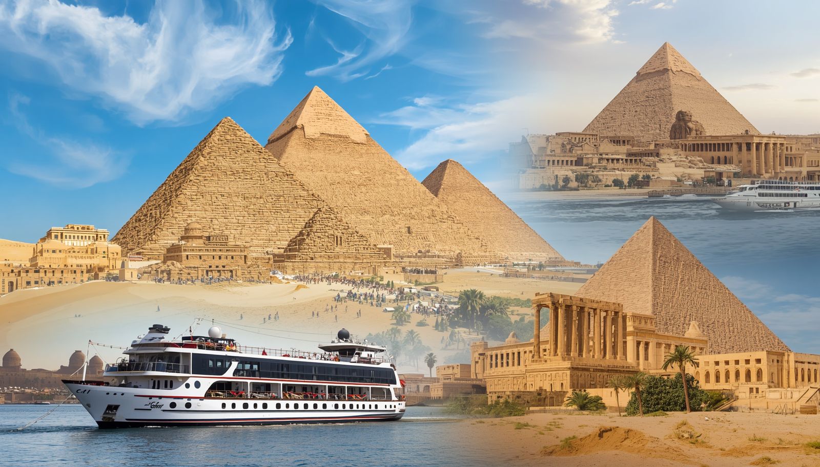 Top Egypt attractions including Giza, Cairo, Luxor, Aswan and Sharm El Sheikh