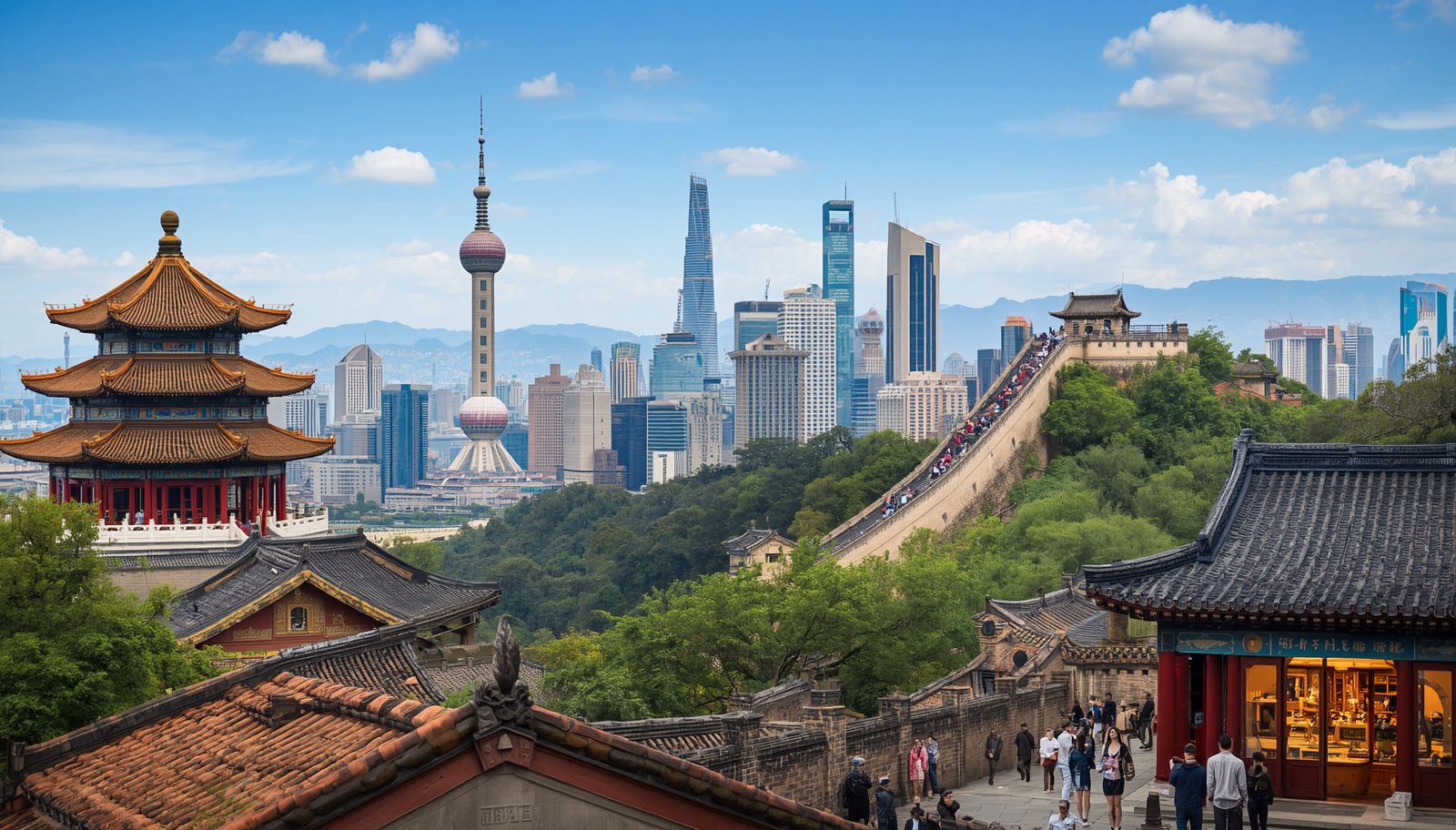 China culture, modern cities, historical sites and scenic attractions