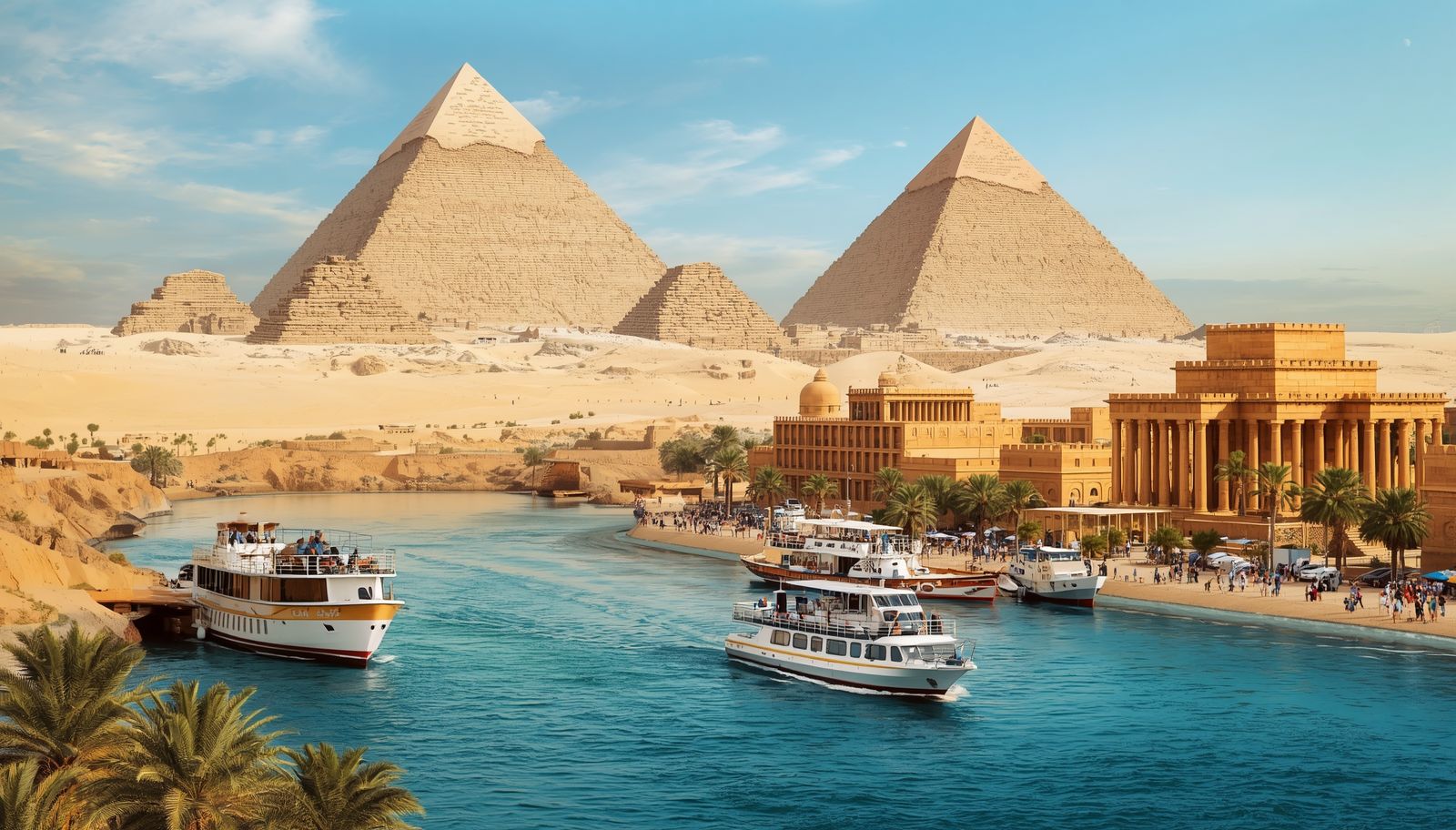 Egypt pyramids, Nile cruises, temples, desert and beach attractions